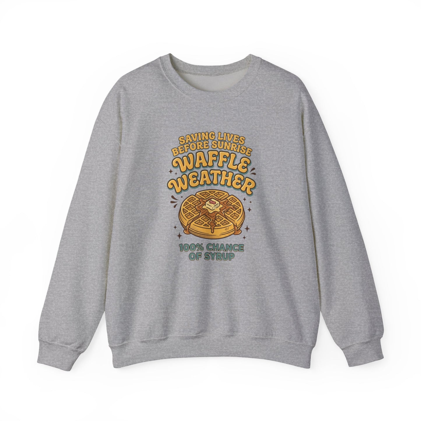 Waffle Weather Crewneck | Vintage Food Graphics, Retro Diner Breakfast