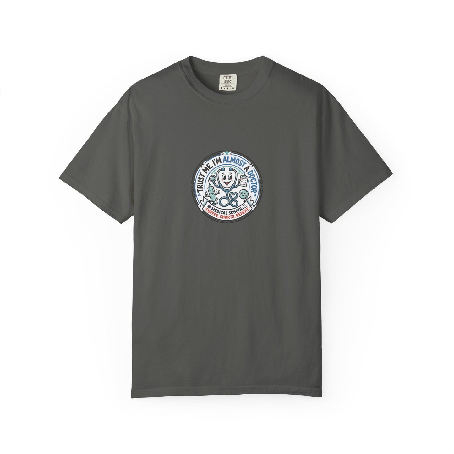 Retro Smiley Surf Badge T-Shirt - 'Sorry I'm Almost There' Graphic