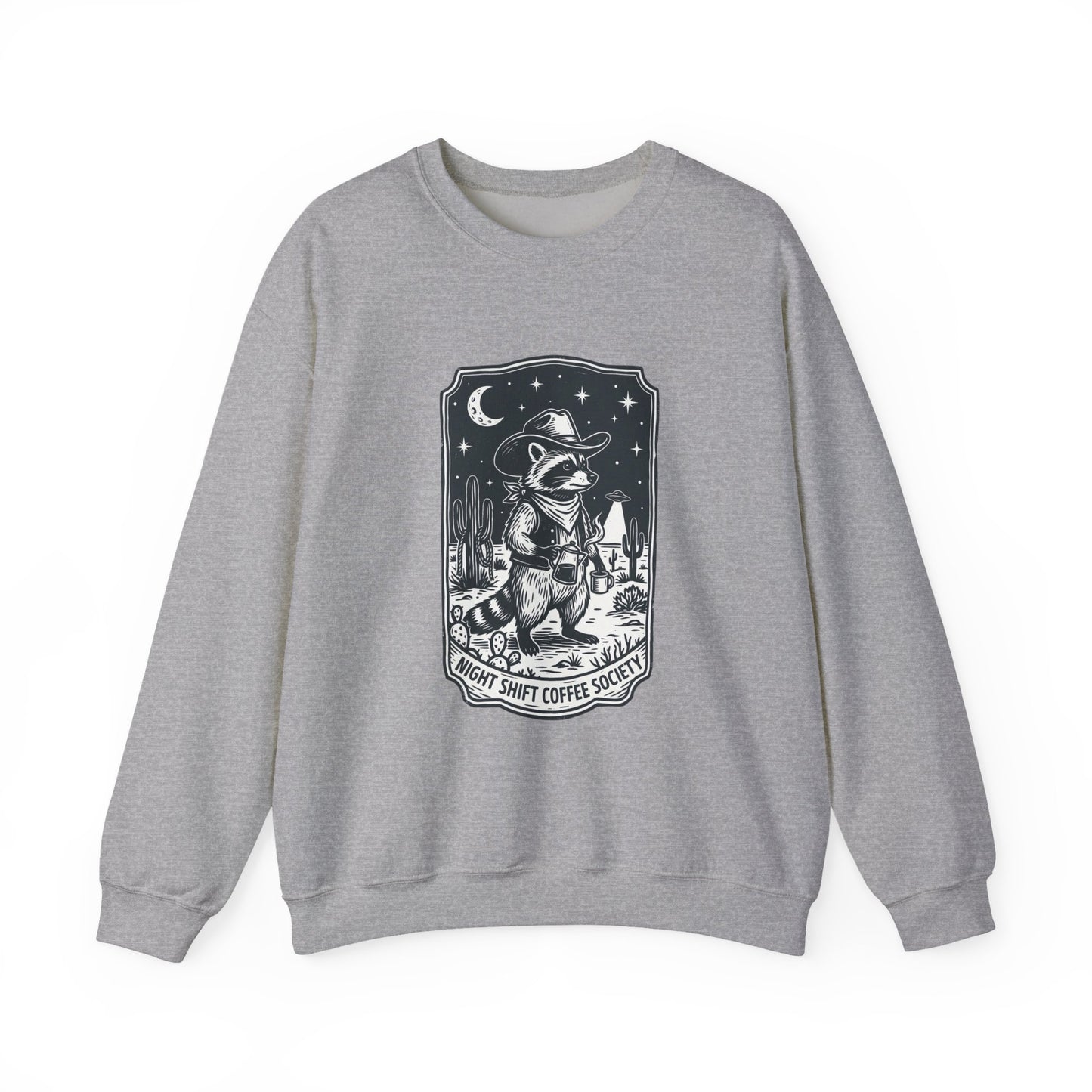 Alien Cowboy Crewneck Sweatshirt | Retro UFO Desert Graphic, Vintage Western Sci‑Fi