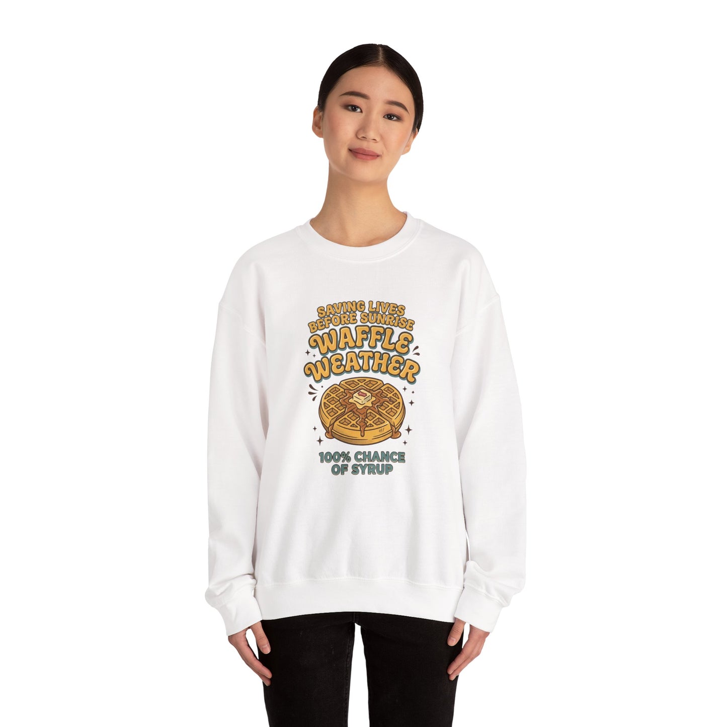 Waffle Weather Crewneck | Vintage Food Graphics, Retro Diner Breakfast