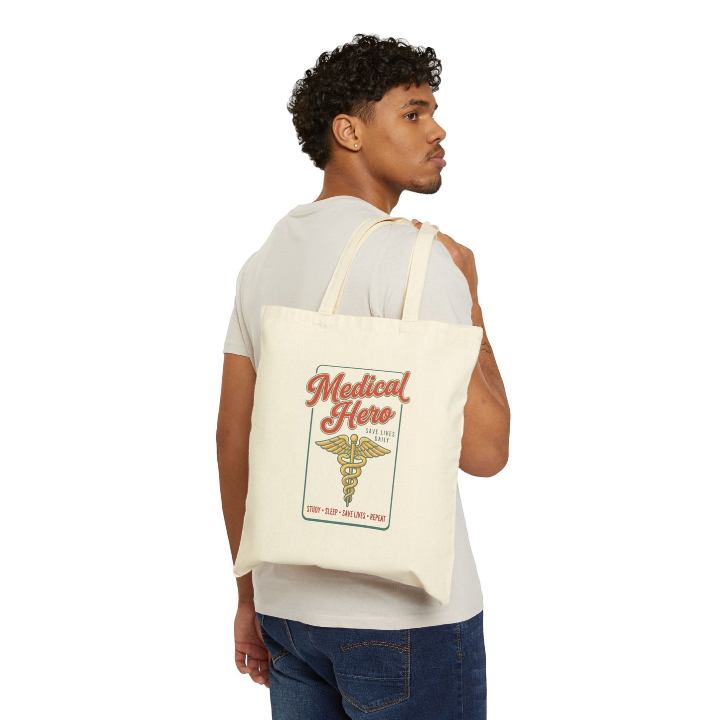 Medical Hero tote | Vintage diner-inspired medical crest, retro typography