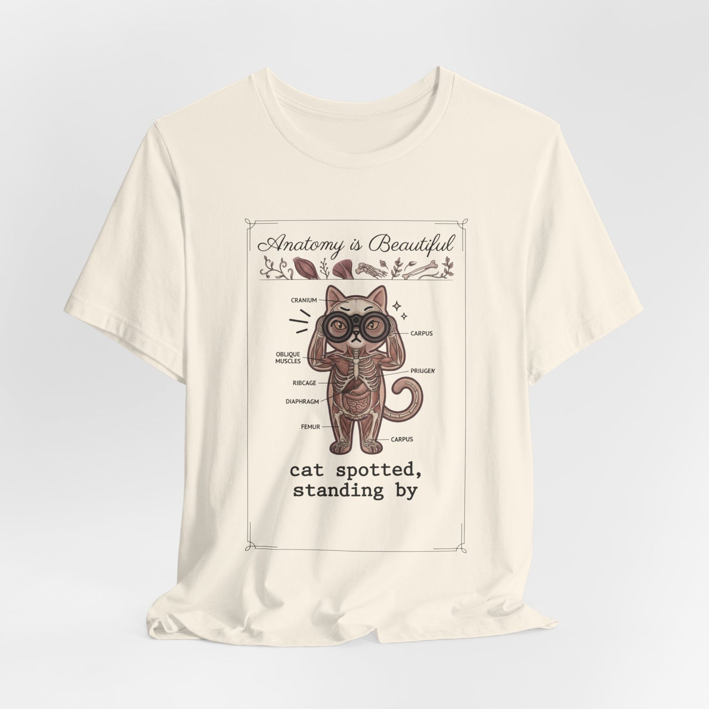 Anatomy Is Beautiful Cat Diagram Tee | Cat-Centric Novelty, Doodle Illustration