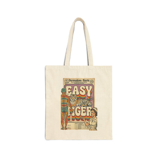 Easy Tiger retro surf tiger tote | vintage vacation canvas tote