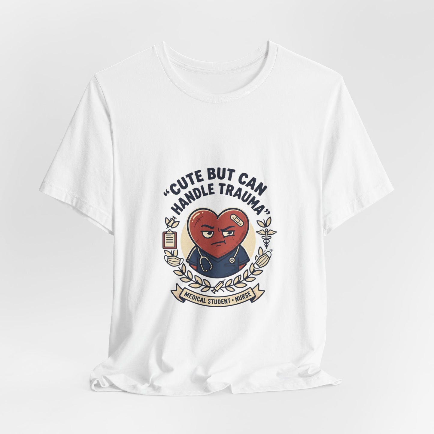 Cute But Can Handle Trauma Tee | minimal meme, deadpan black-on-white