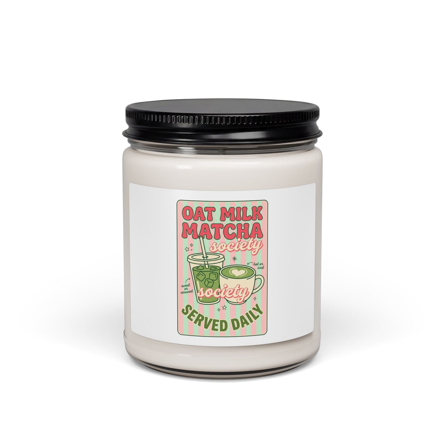 Matcha Latte Illustration Candle | Soy 9oz, Matcha Girl Aesthetic
