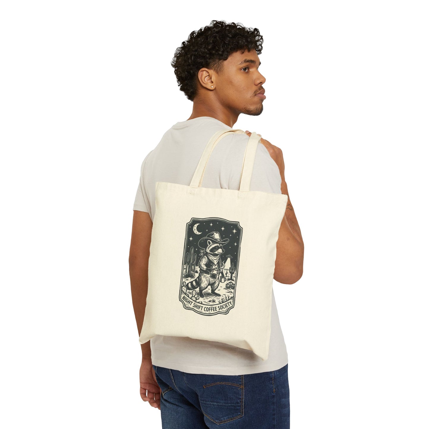 Retro UFO Cowboy Tote, Vintage Desert Alien Graphic | Distressed Western Sci‑Fi