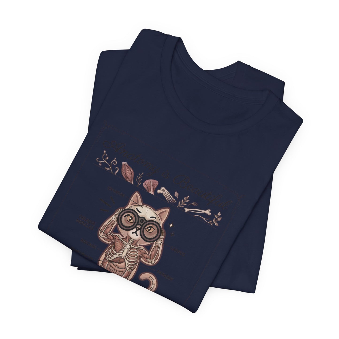 Anatomy Is Beautiful Cat Diagram Tee | Cat-Centric Novelty, Doodle Illustration