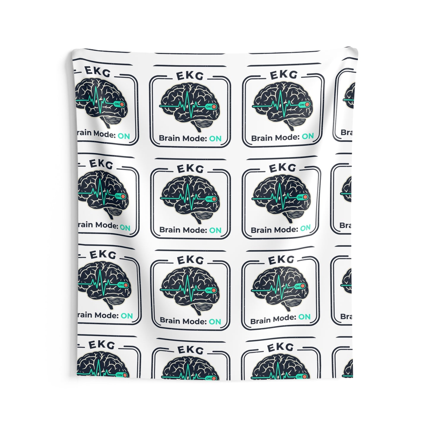 Brain Mode On Tapestry – EKG Brain Pattern Wall Hanging