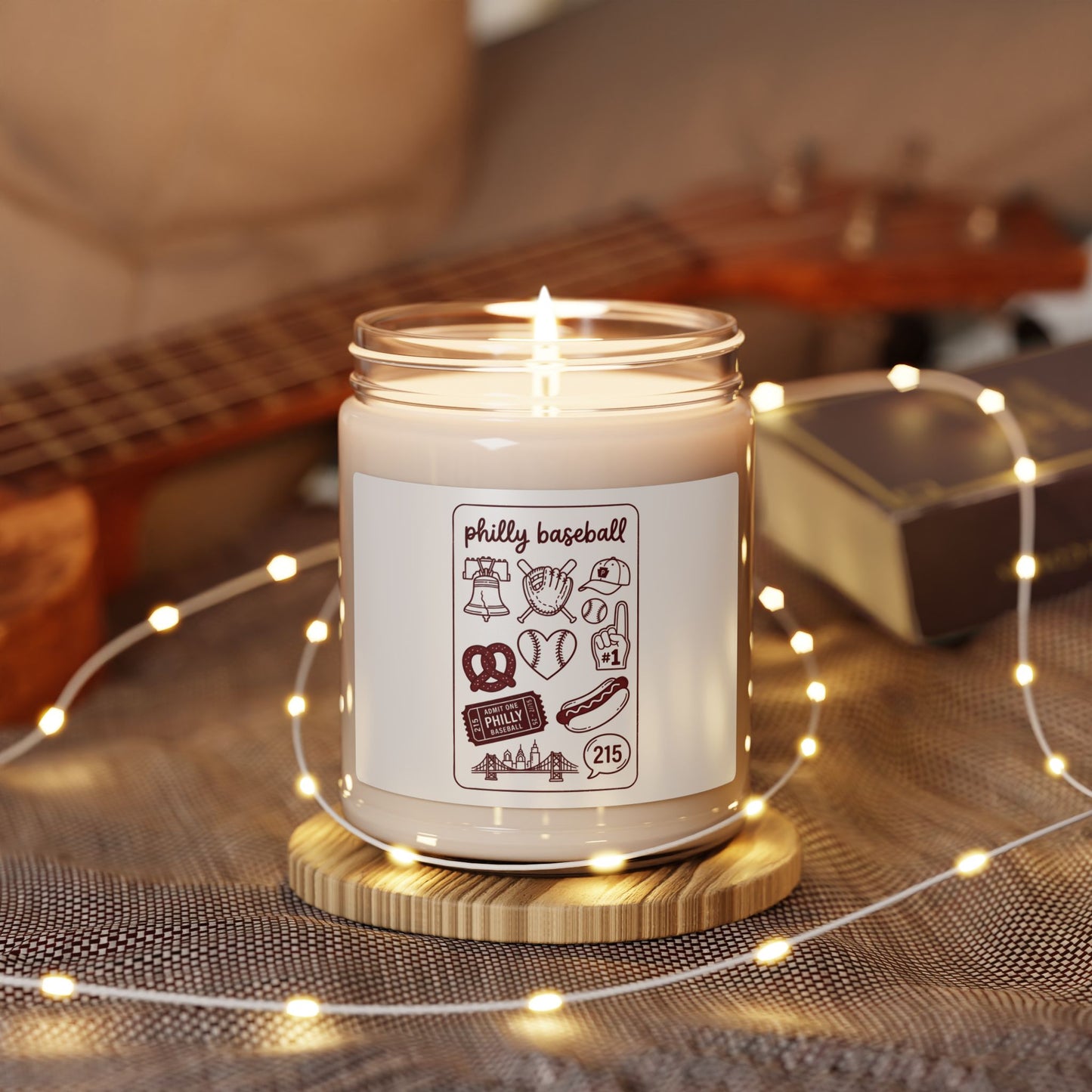 Philly Baseball Icons Candle, Soy Jar 9oz | City Pride, 215