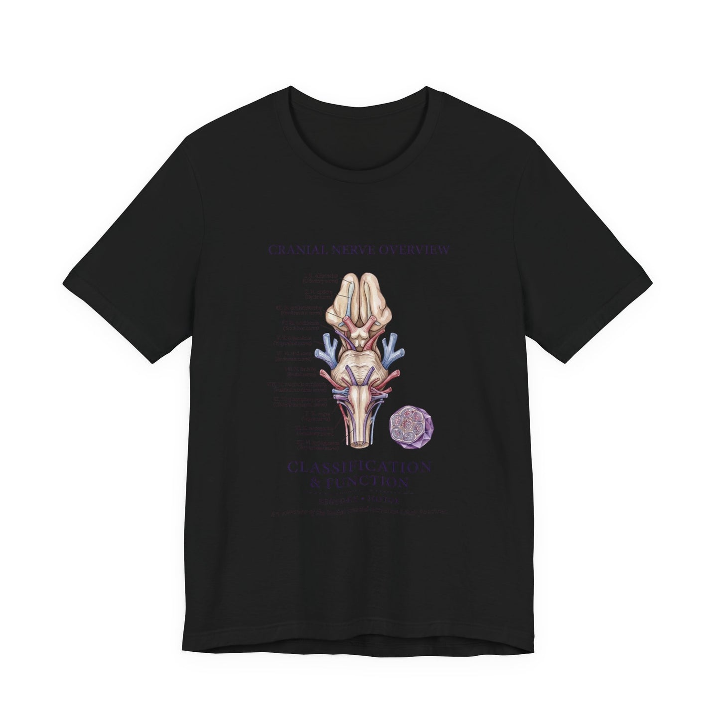 Cranial Nerve Anatomy Tee | Botanical Medical Illustration, Birth Flower Style