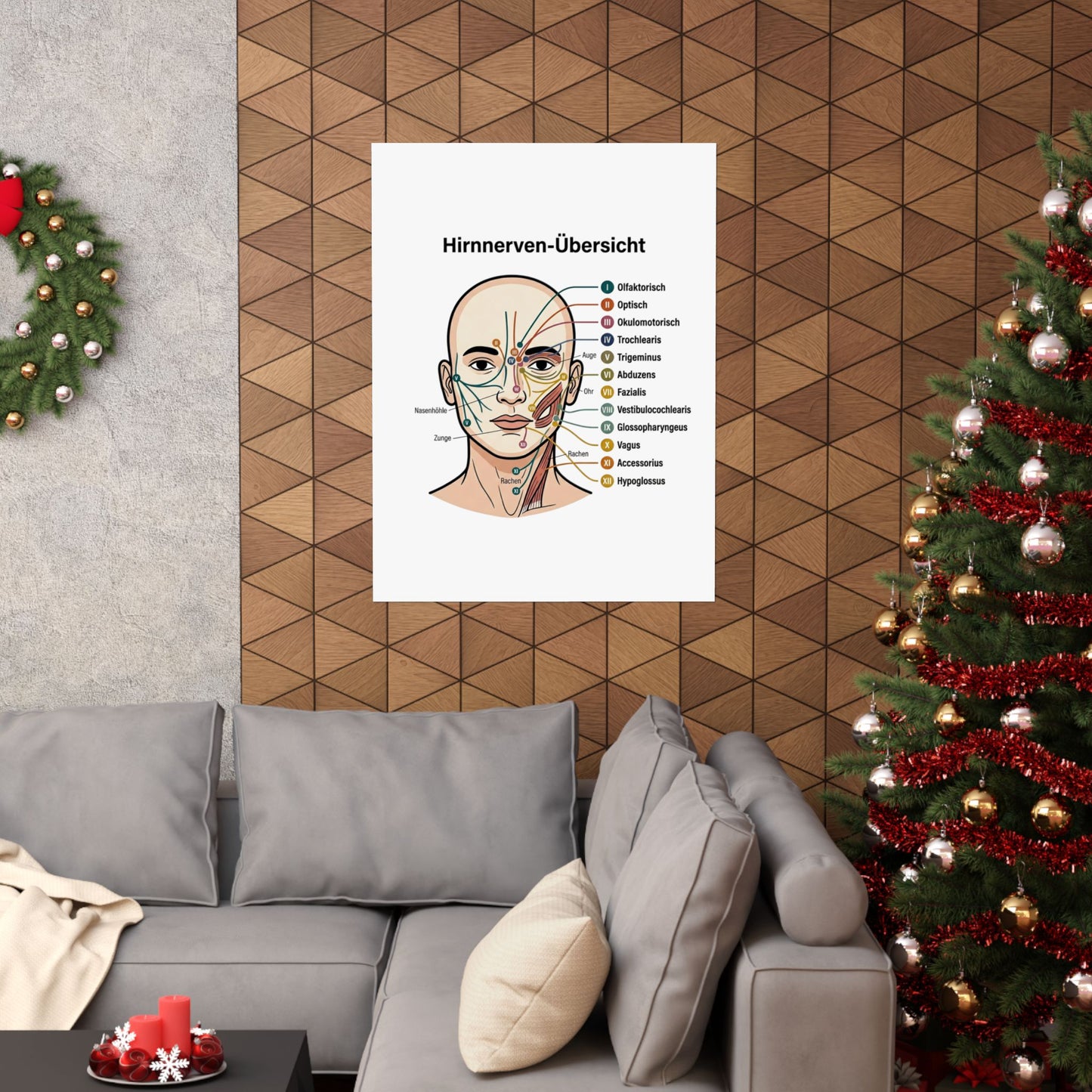 Anatomy Poster — Hirnnerven-Übersicht Matte Vertical Poster