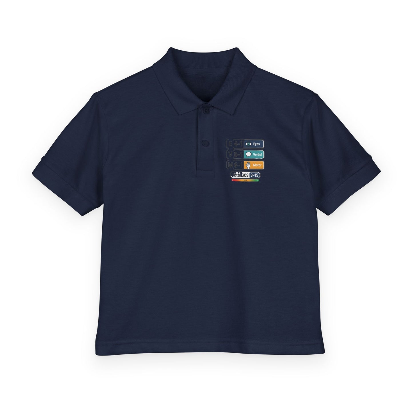 Kids Polo Shirt with Colorful Camping Icons — Outdoor Adventure Badge Design