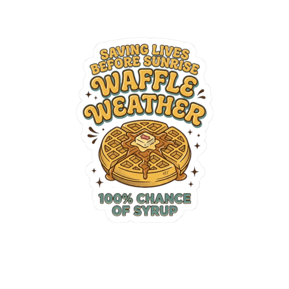 Waffle Weather Sticker | Vintage Food Graphics, Retro Breakfast