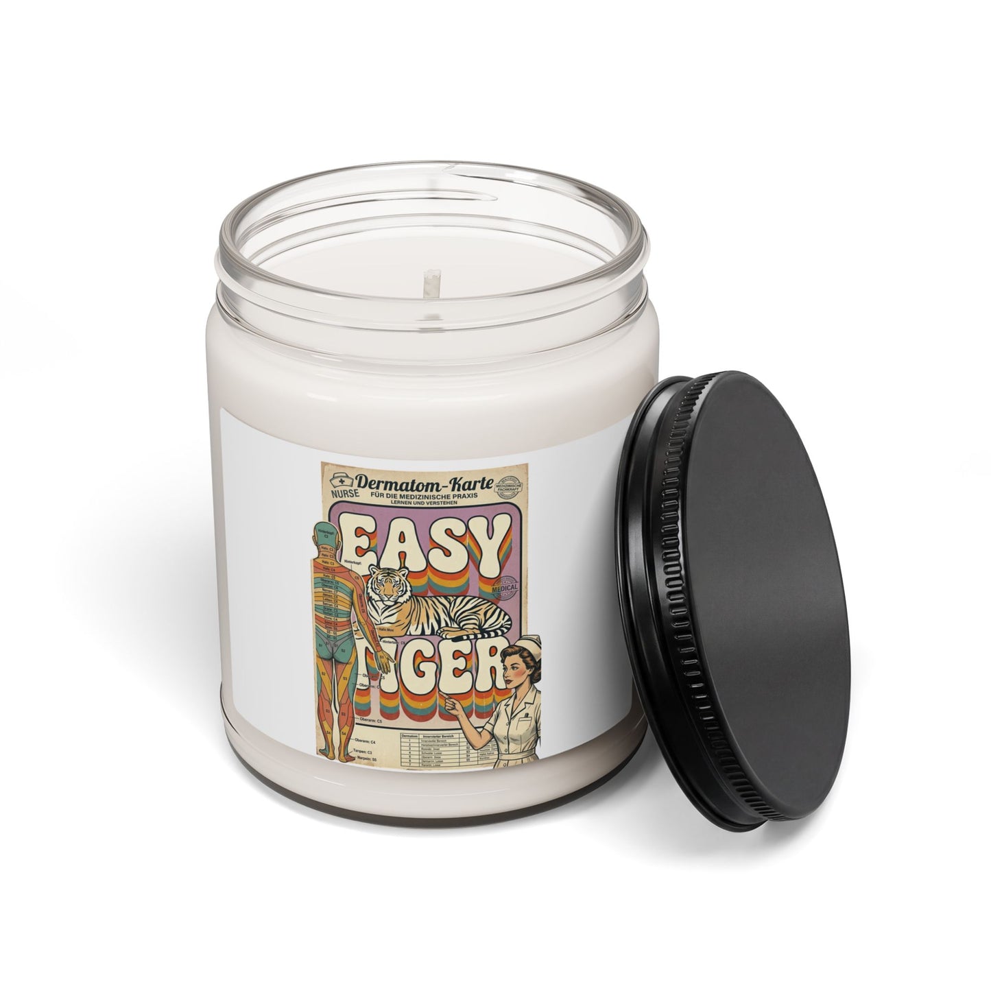 Easy Tiger Retro Tiger Graphic Candle, Soy Jar Candle | Summer Vacation Vibe