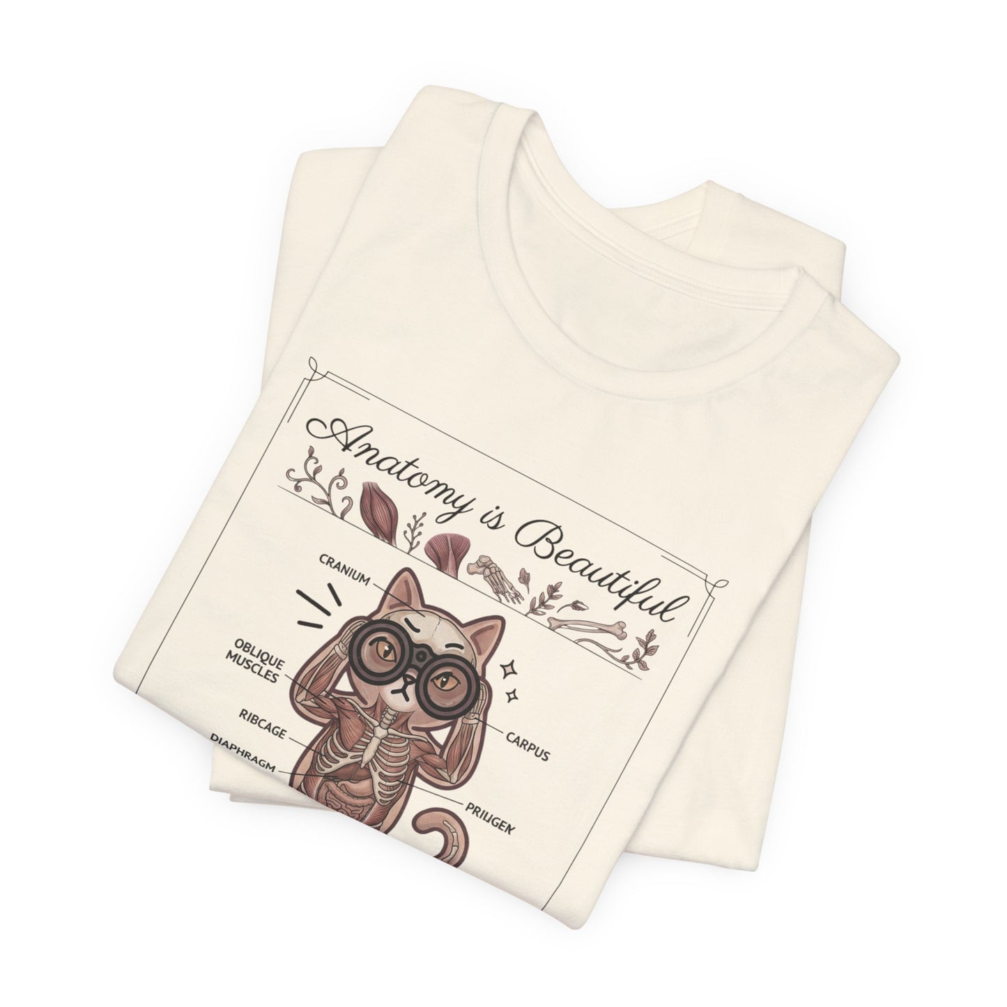 Anatomy Is Beautiful Cat Diagram Tee | Cat-Centric Novelty, Doodle Illustration