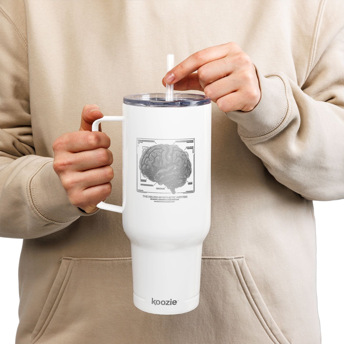 40oz Insulated Tumbler — Neon Circuit Brain Engraved (Sci‑Fi, Science Enthusiast)