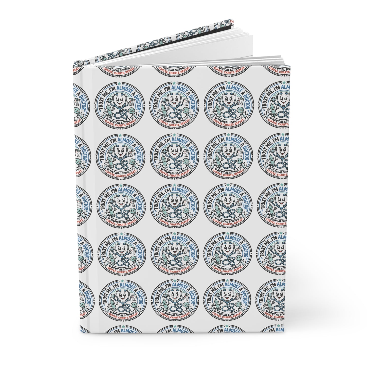 Hardcover Journal — Vintage Medical Emblem Pattern Notebook (Doctor/Nurse Gifts)