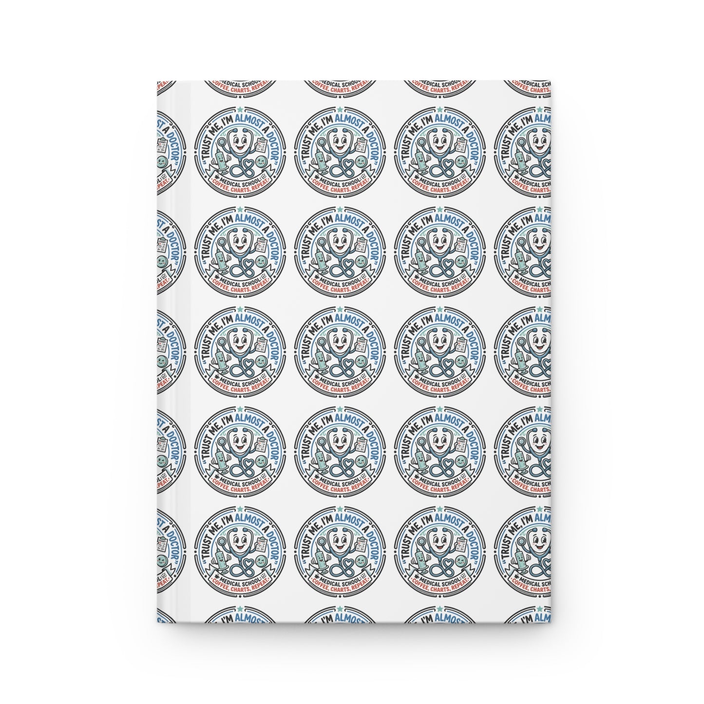 Hardcover Journal — Vintage Medical Emblem Pattern Notebook (Doctor/Nurse Gifts)