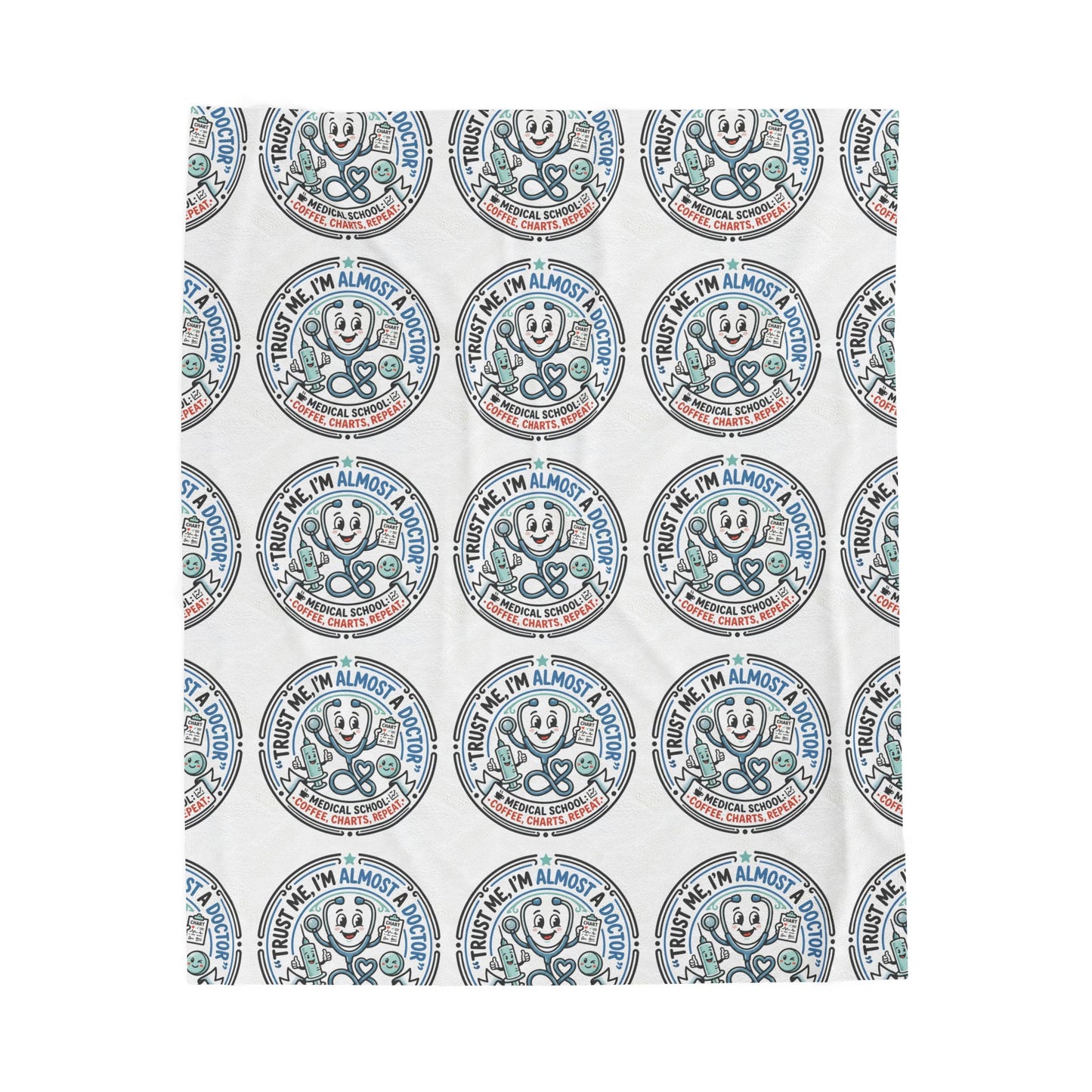 Cozy Velveteen Plush Blanket — “I’m Almost There” Retro Badge Pattern