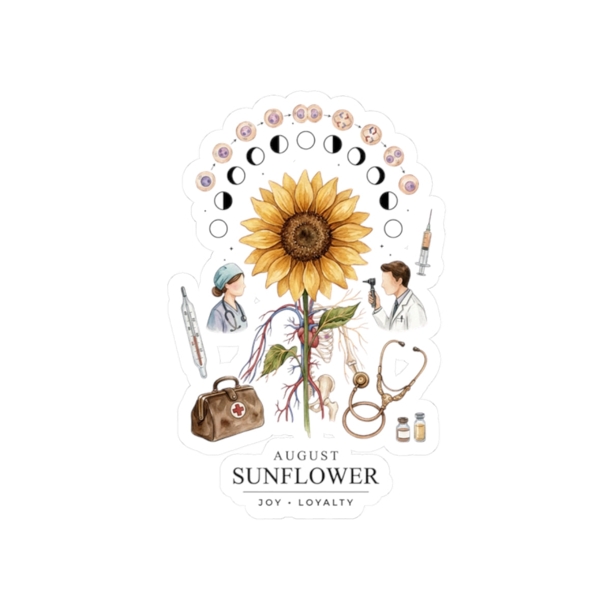 August Sunflower Birth Flower Sticker | Birth Month Floral Sticker