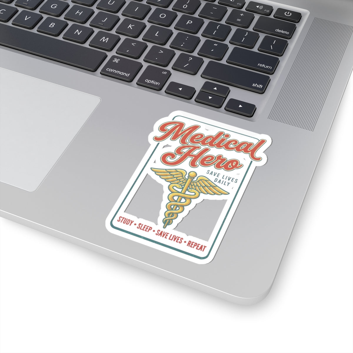Medical Hero Caduceus sticker | Retro medical badge, vintage diner typography