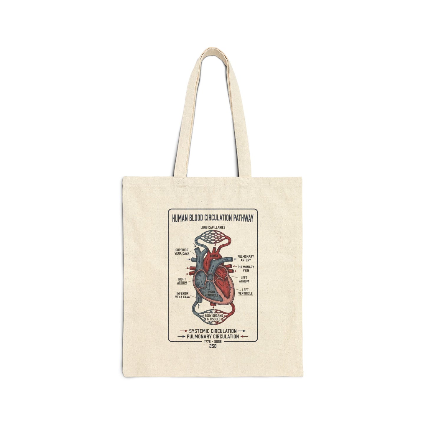Anatomical Heart Diagram Tote | 250th 4th of July Patriotic Vintage