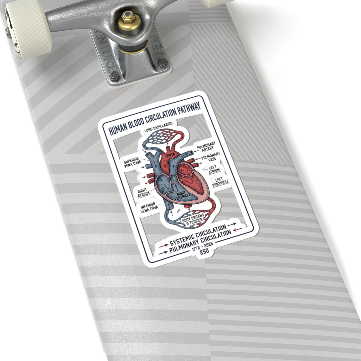 250th Anniversary Patriotic Heart Diagram Sticker | 4th of July Commemorative