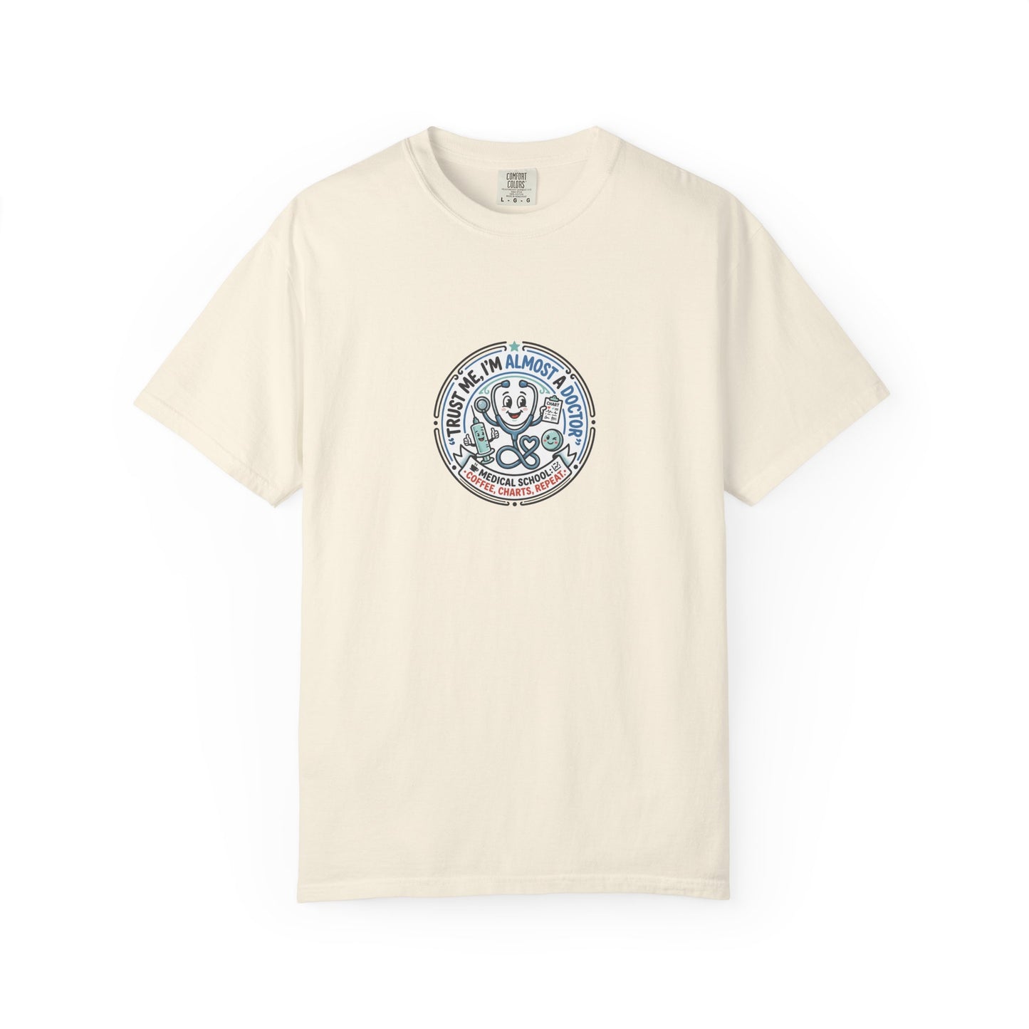 Retro Smiley Surf Badge T-Shirt - 'Sorry I'm Almost There' Graphic