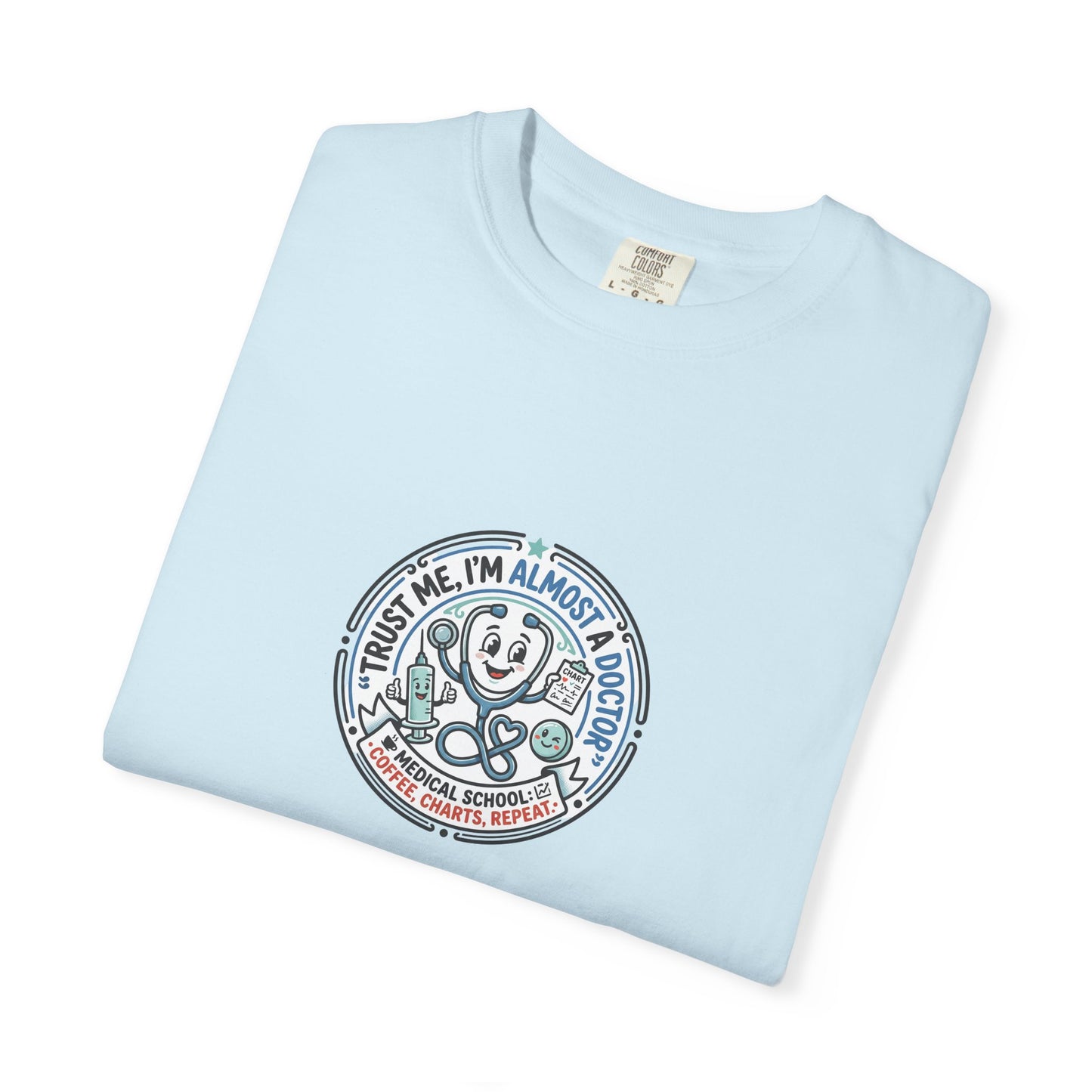 Retro Smiley Surf Badge T-Shirt - 'Sorry I'm Almost There' Graphic