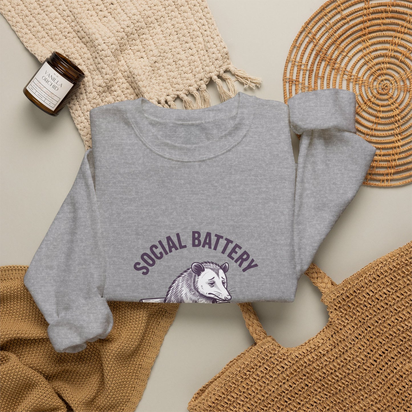 Social Battery Graphic Sweatshirt | Anxious Animal Humor, Introvert Crewneck